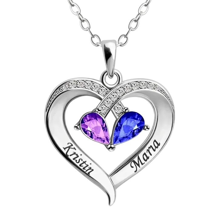 Custom Heart Name Necklace - Personalized Engraved Elegant Minimalist