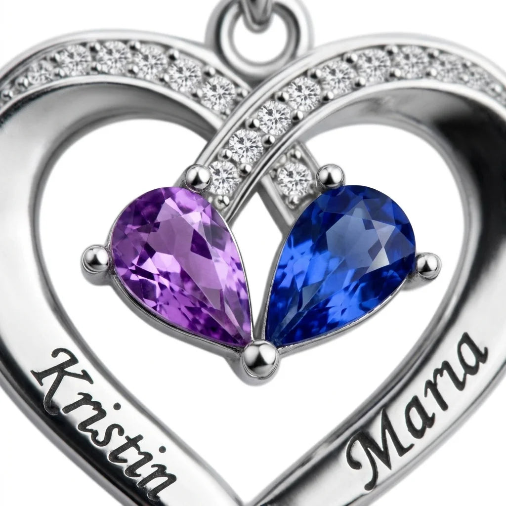 Custom Heart Name Necklace - Personalized Engraved Heart Pendant