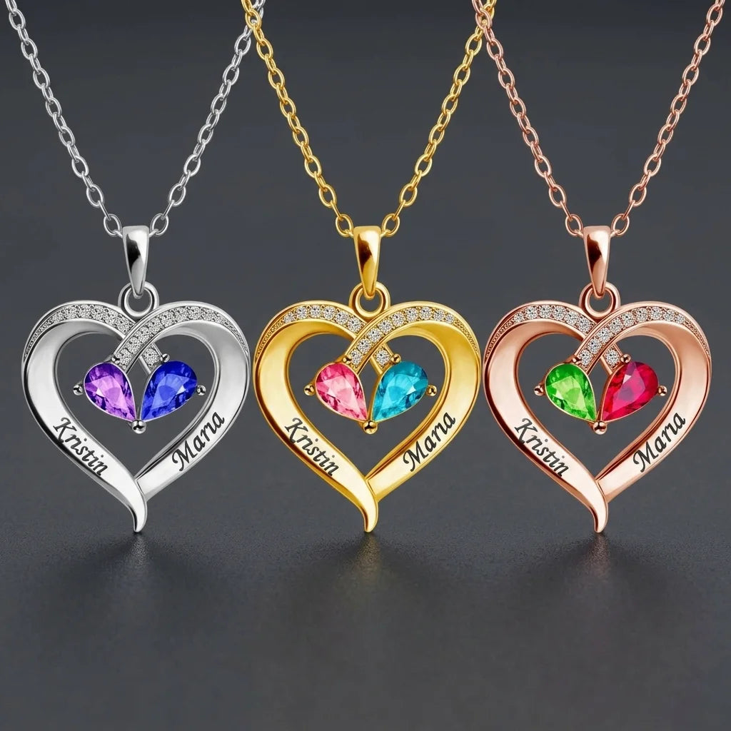 Custom Heart Name Necklace - Personalized Engraved Heart Necklace