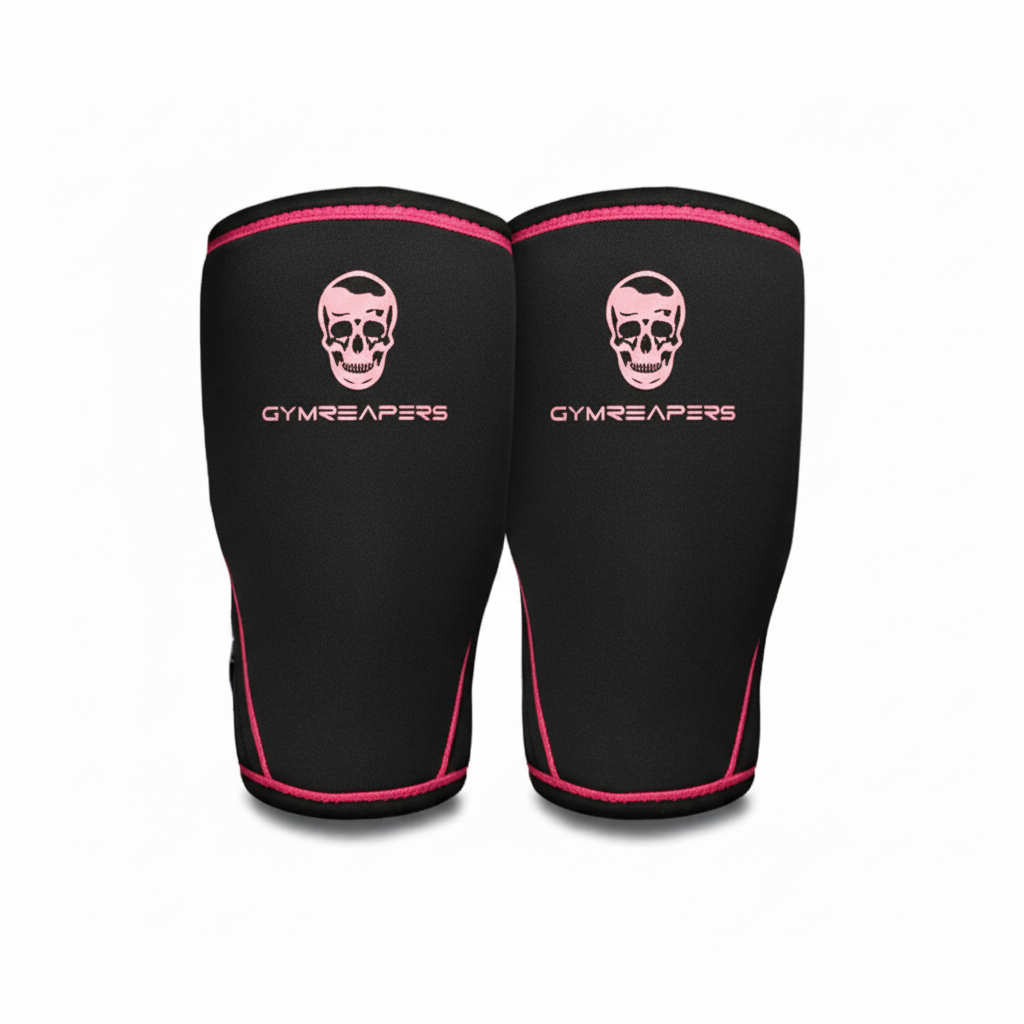 Close-up of GymReapers 7mm knee sleeve – thick neoprene material with reinforced stitching for heavy lifting and joint protection