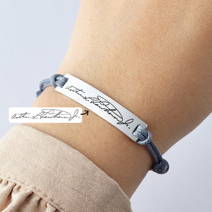 Handwritten Leather Memorial Bracelet