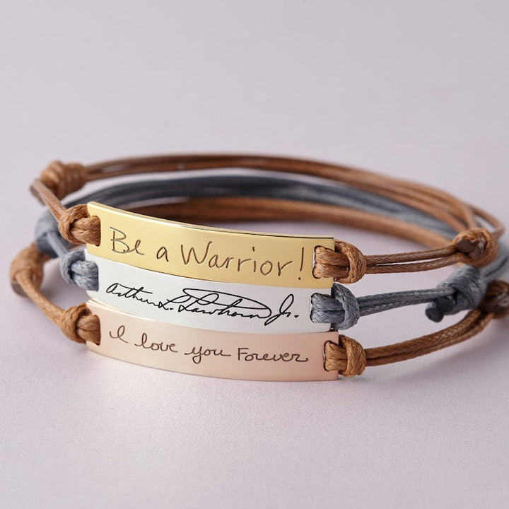 Handwritten Leather Memorial Bracelet