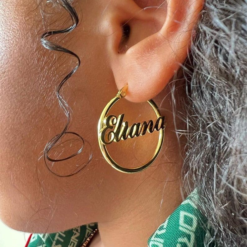 Custom Name Hoop Earrings