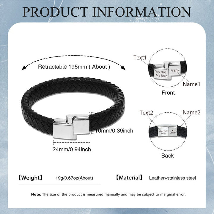 Personalized Men’s Leather Bracelet