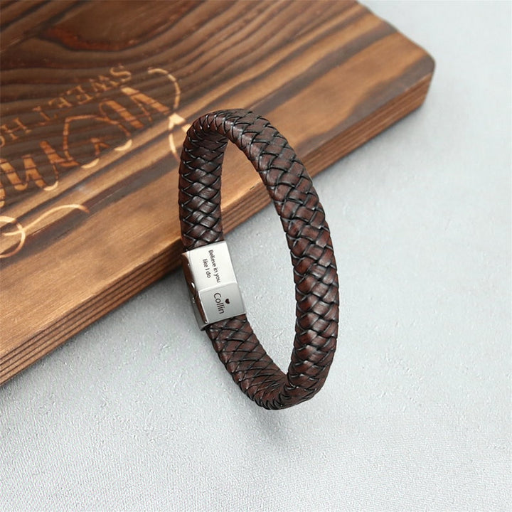Personalized Men’s Leather Bracelet
