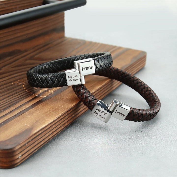 Personalized Men’s Leather Bracelet