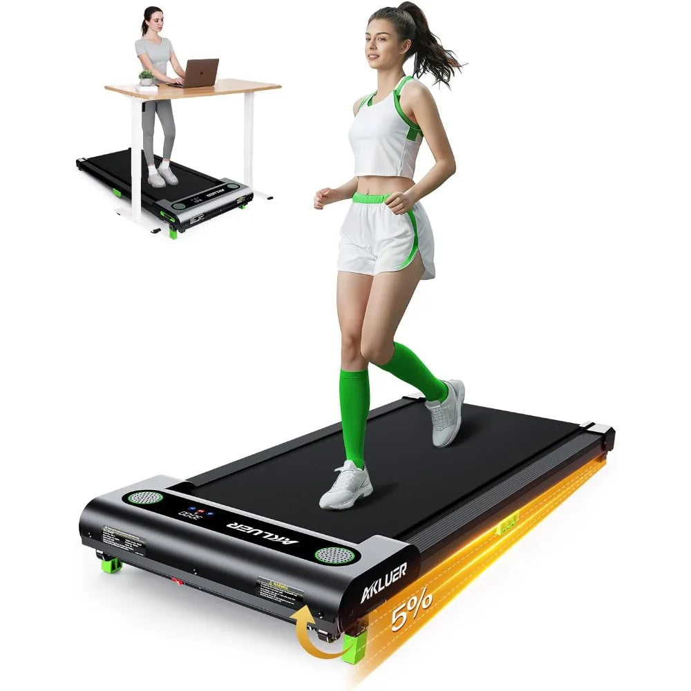 Incline walking pad with 5% manual incline – silent under desk treadmill for fat burning and home fitness, no tools required
