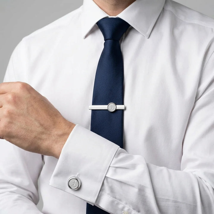 Initial Cufflinks & Tie C - personalized luxury metal accessories