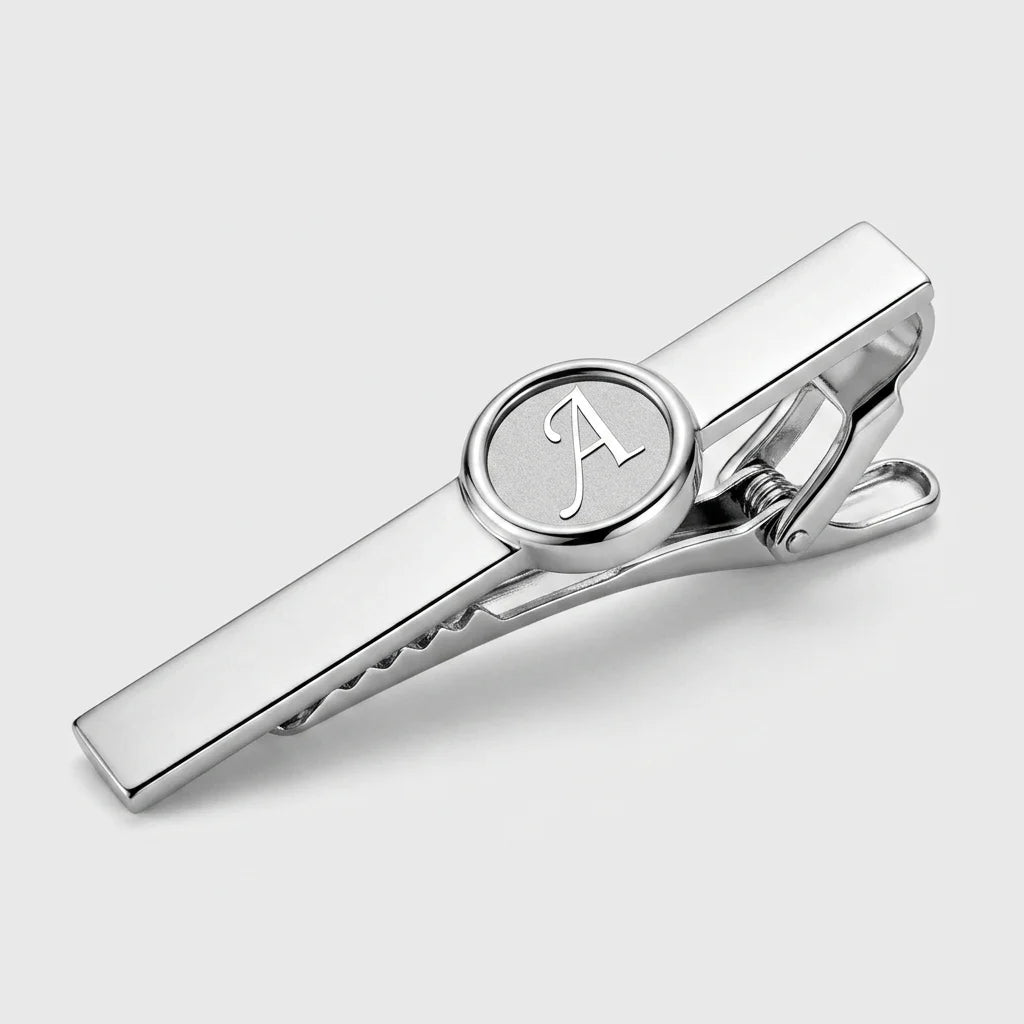 Initial Cufflinks & Tie C - silver, A initial, polished, luxury