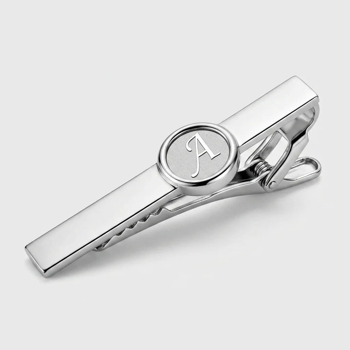Initial Cufflinks & Tie C - silver, A initial, polished, luxury