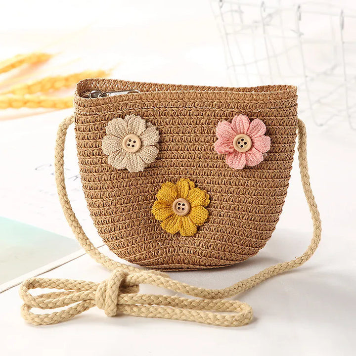 Flower Straw Shoulder Bag