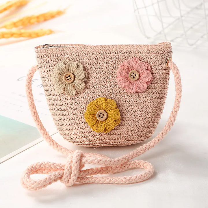 Flower Straw Shoulder Bag
