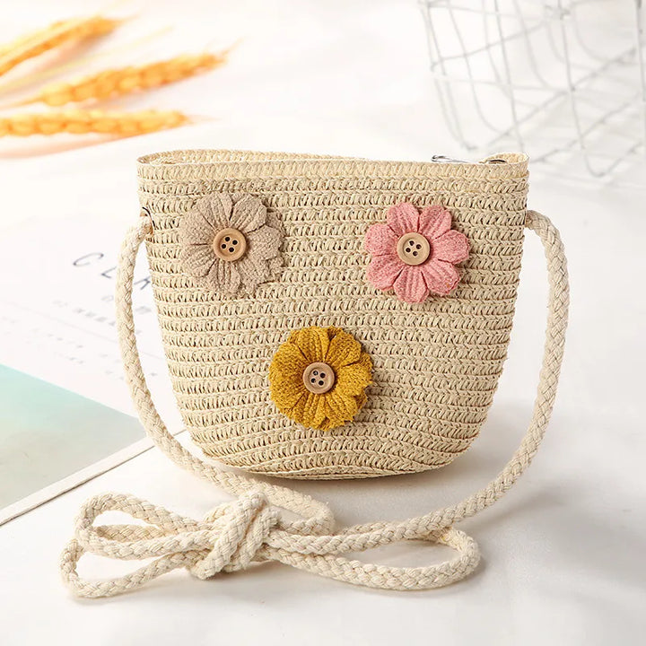 Flower Straw Shoulder Bag