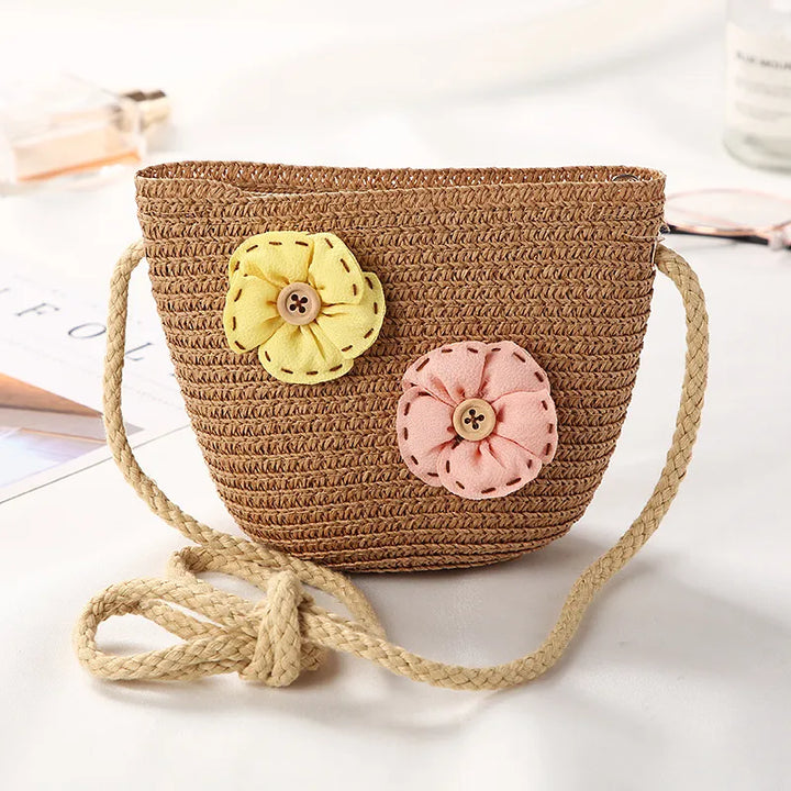 Flower Straw Shoulder Bag