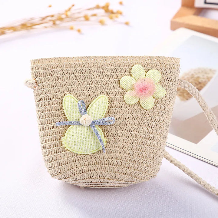 Flower Straw Shoulder Bag