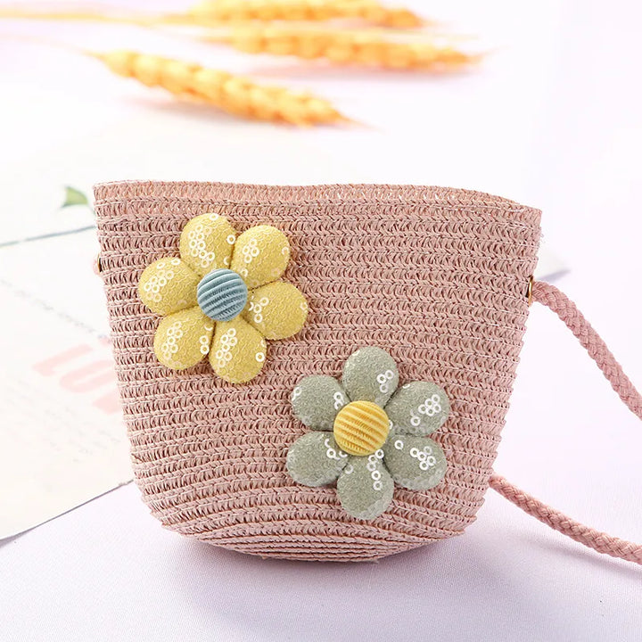 Flower Straw Shoulder Bag