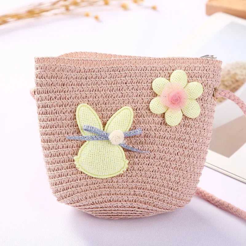 Flower Straw Shoulder Bag