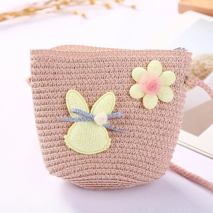 Flower Straw Shoulder Bag