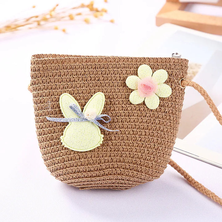 Flower Straw Shoulder Bag
