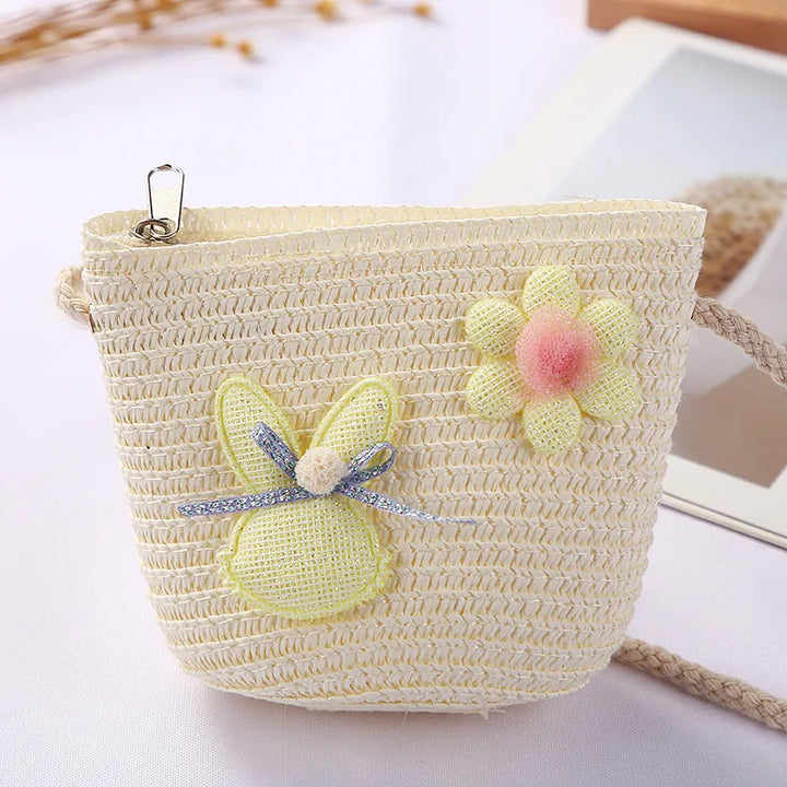 Flower Straw Shoulder Bag