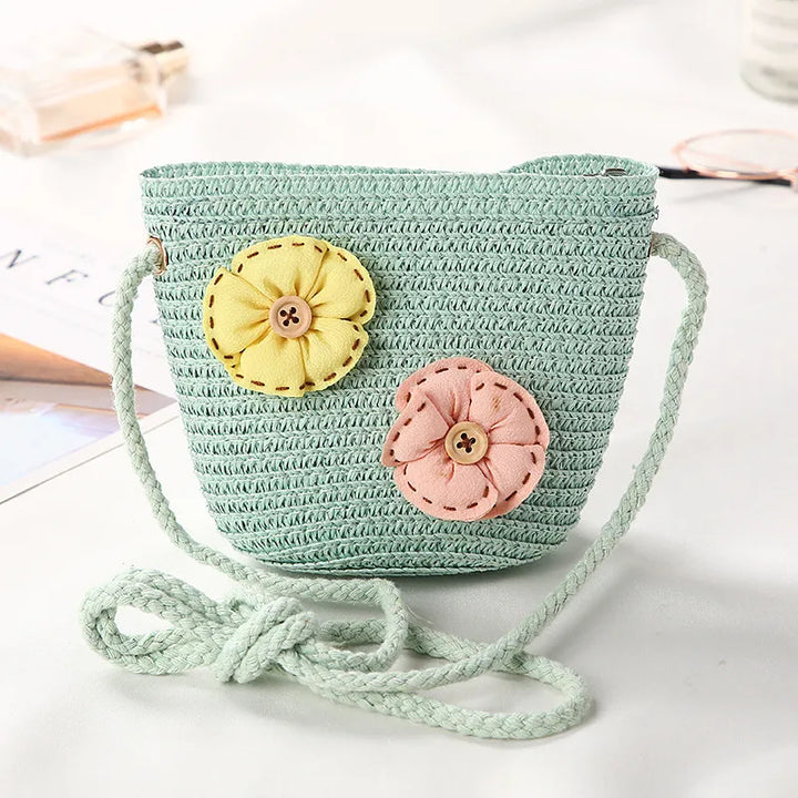Flower Straw Shoulder Bag
