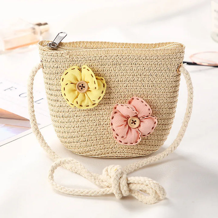 Flower Straw Shoulder Bag