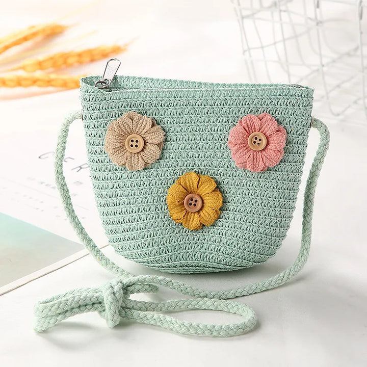 Flower Straw Shoulder Bag
