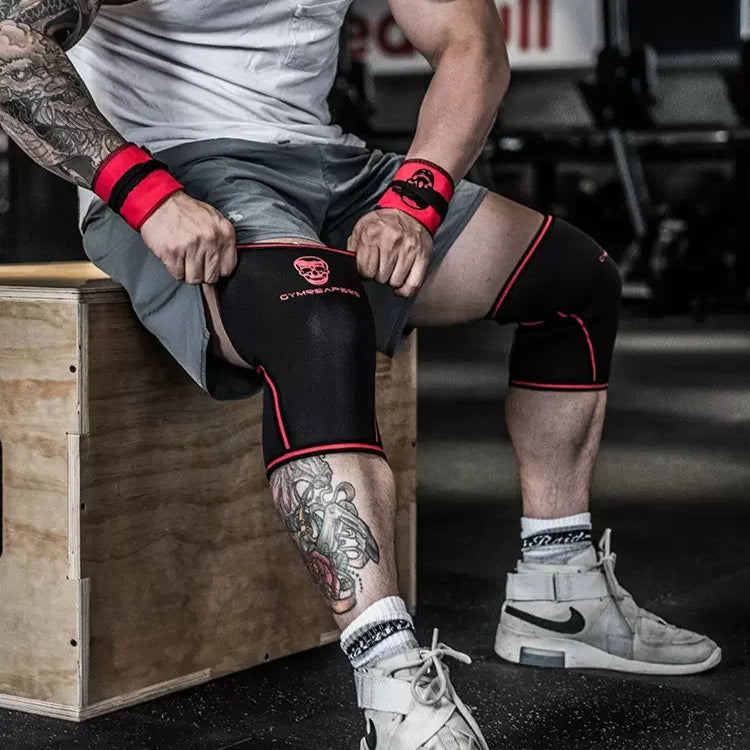 Female athlete wearing Pro Knee Pads 7mm during heavy squats — perfect gift for female lifters