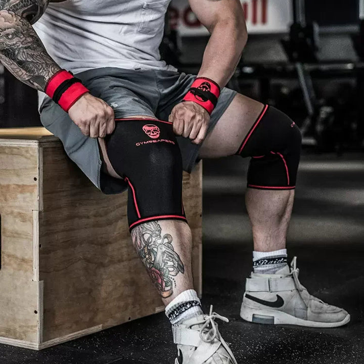 Female athlete wearing Pro Knee Pads 7mm during heavy squats — perfect gift for female lifters