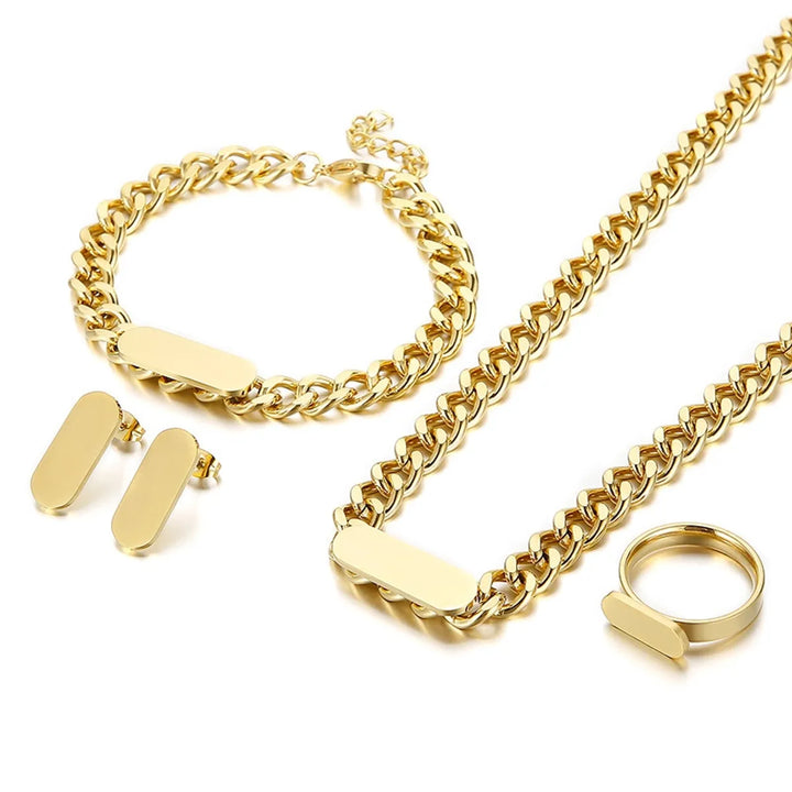 Stainless Steel Cuban Link Set
