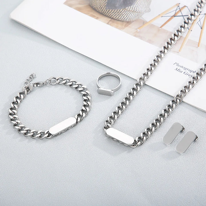 Stainless Steel Cuban Link Set