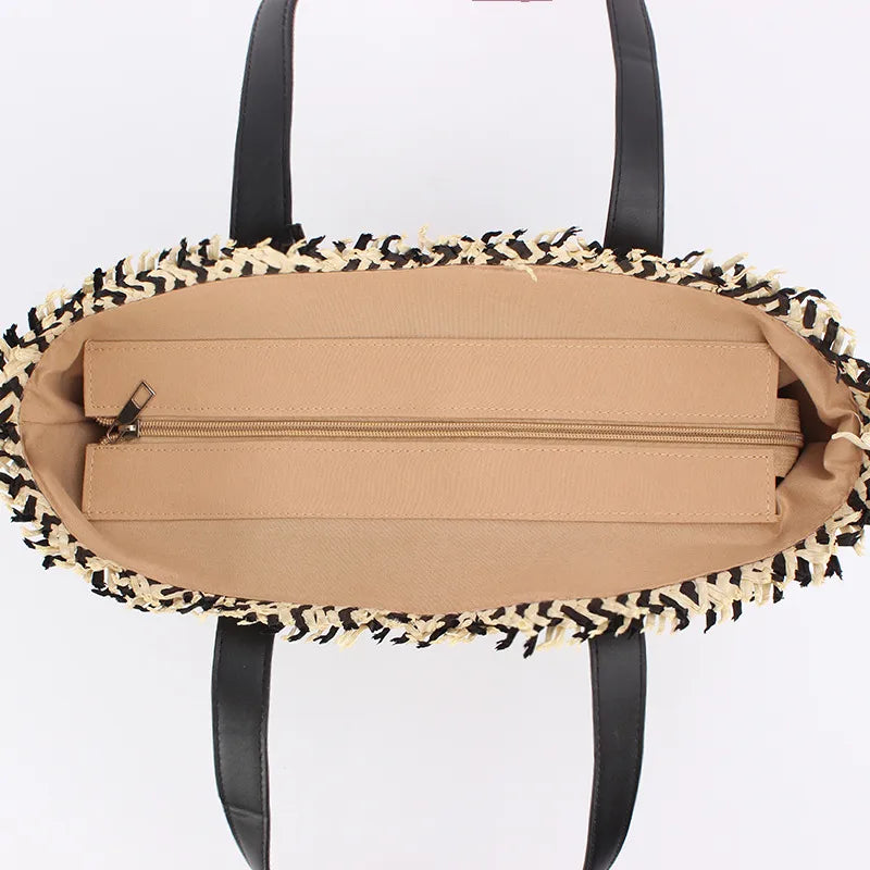 Women's Large Straw Bucket Bag
