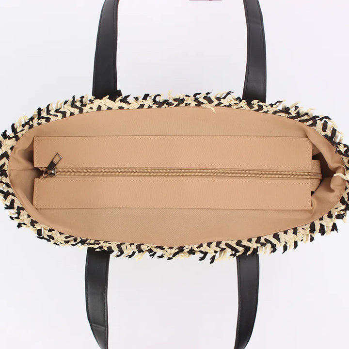Women's Large Straw Bucket Bag