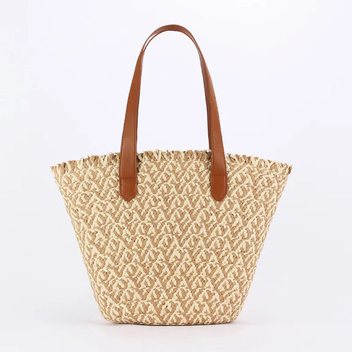 Women's Large Straw Bucket Bag