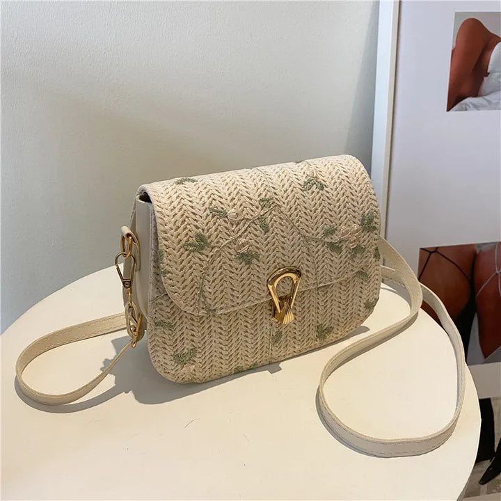 Flower Straw Square Bag