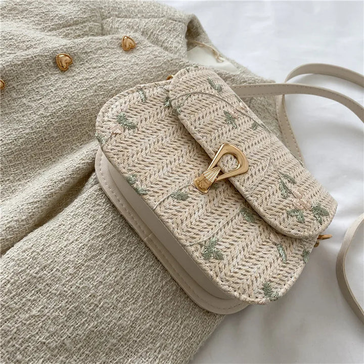 Flower Straw Square Bag