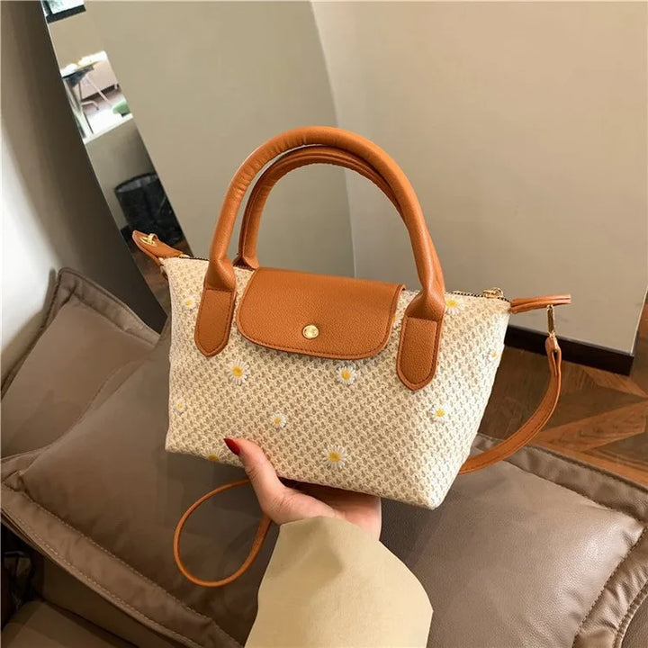 Women's Flower Straw Shoulder Bag