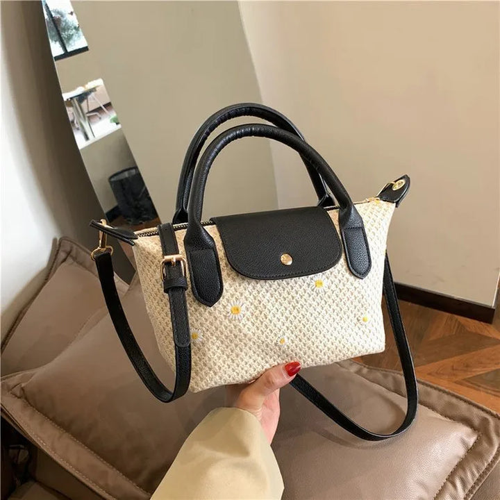 Women's Flower Straw Shoulder Bag