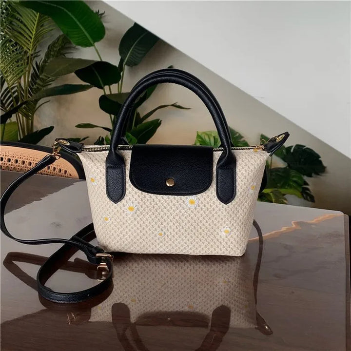 Women's Flower Straw Shoulder Bag