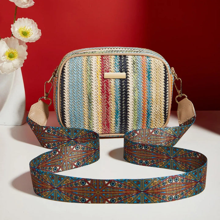 Straw Rainbow Crossbody Bag