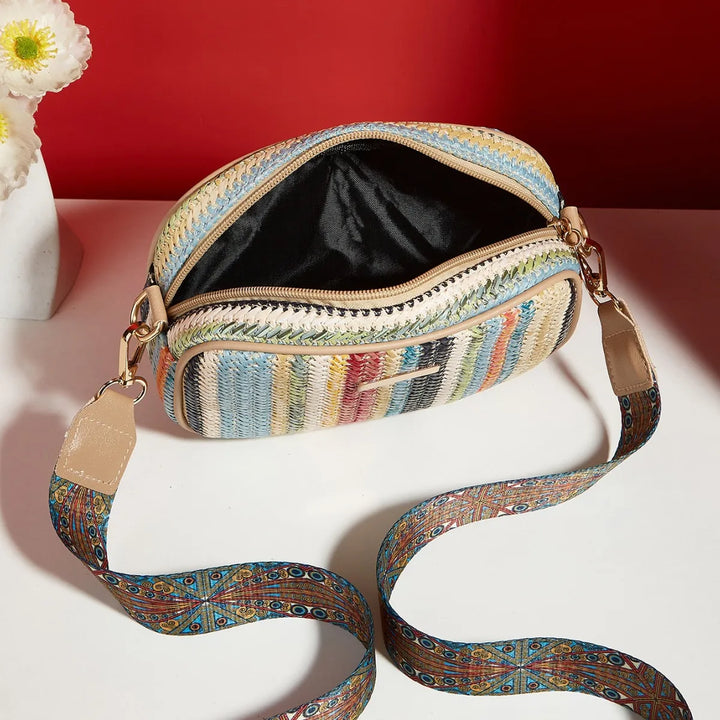 Straw Rainbow Crossbody Bag