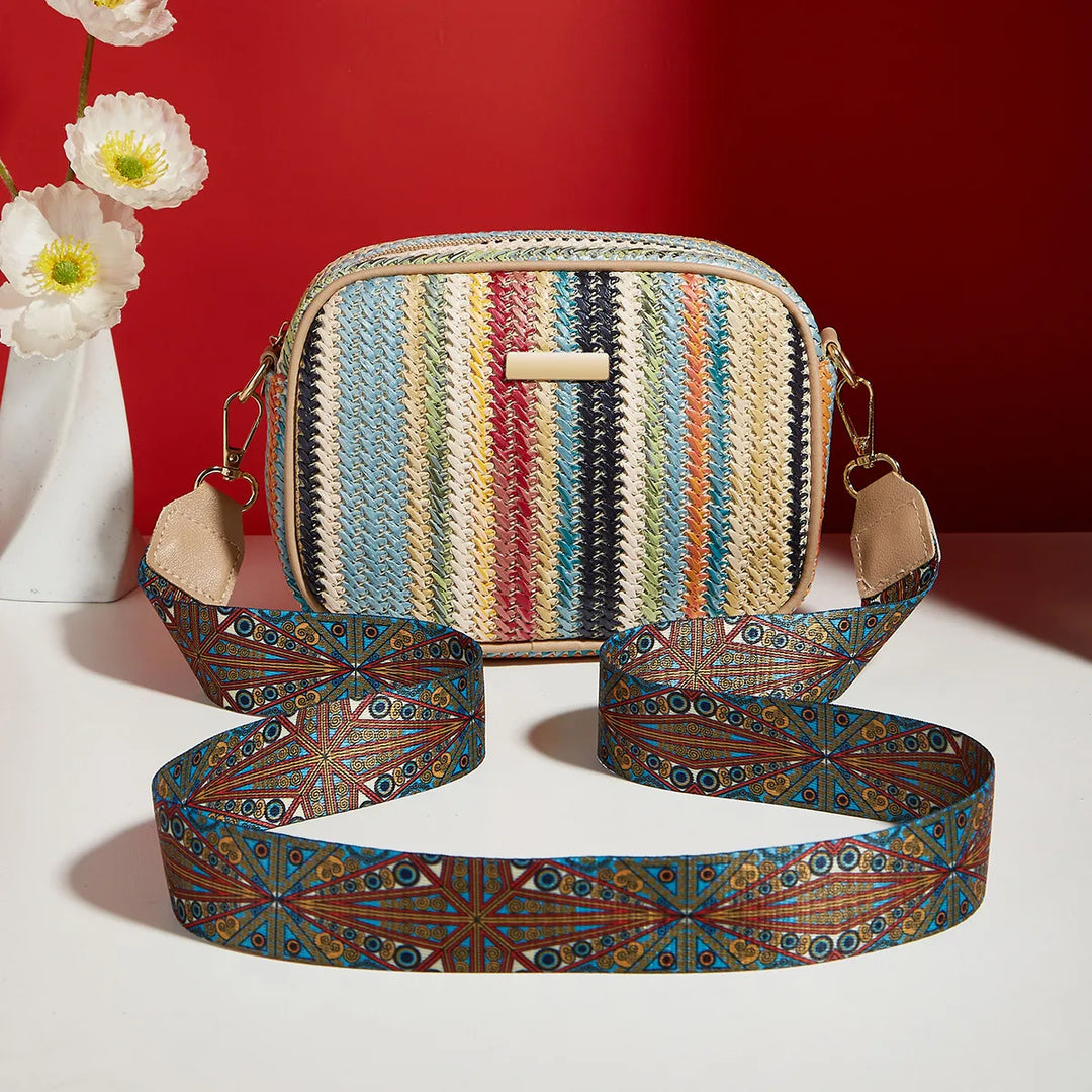 Straw Rainbow Crossbody Bag