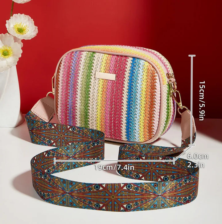 Straw Rainbow Crossbody Bag