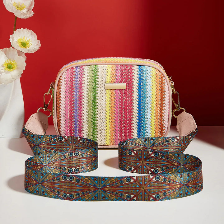 Straw Rainbow Crossbody Bag