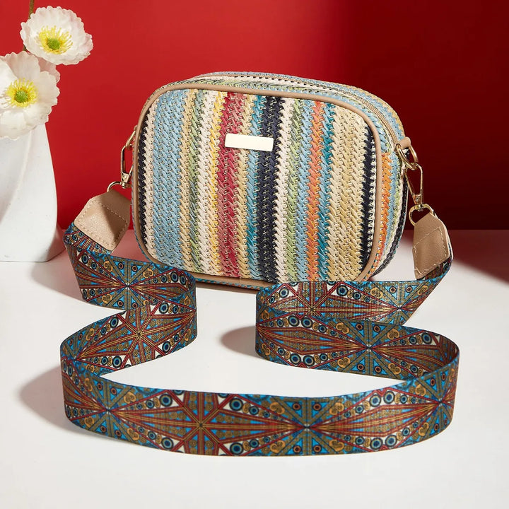 Straw Rainbow Crossbody Bag